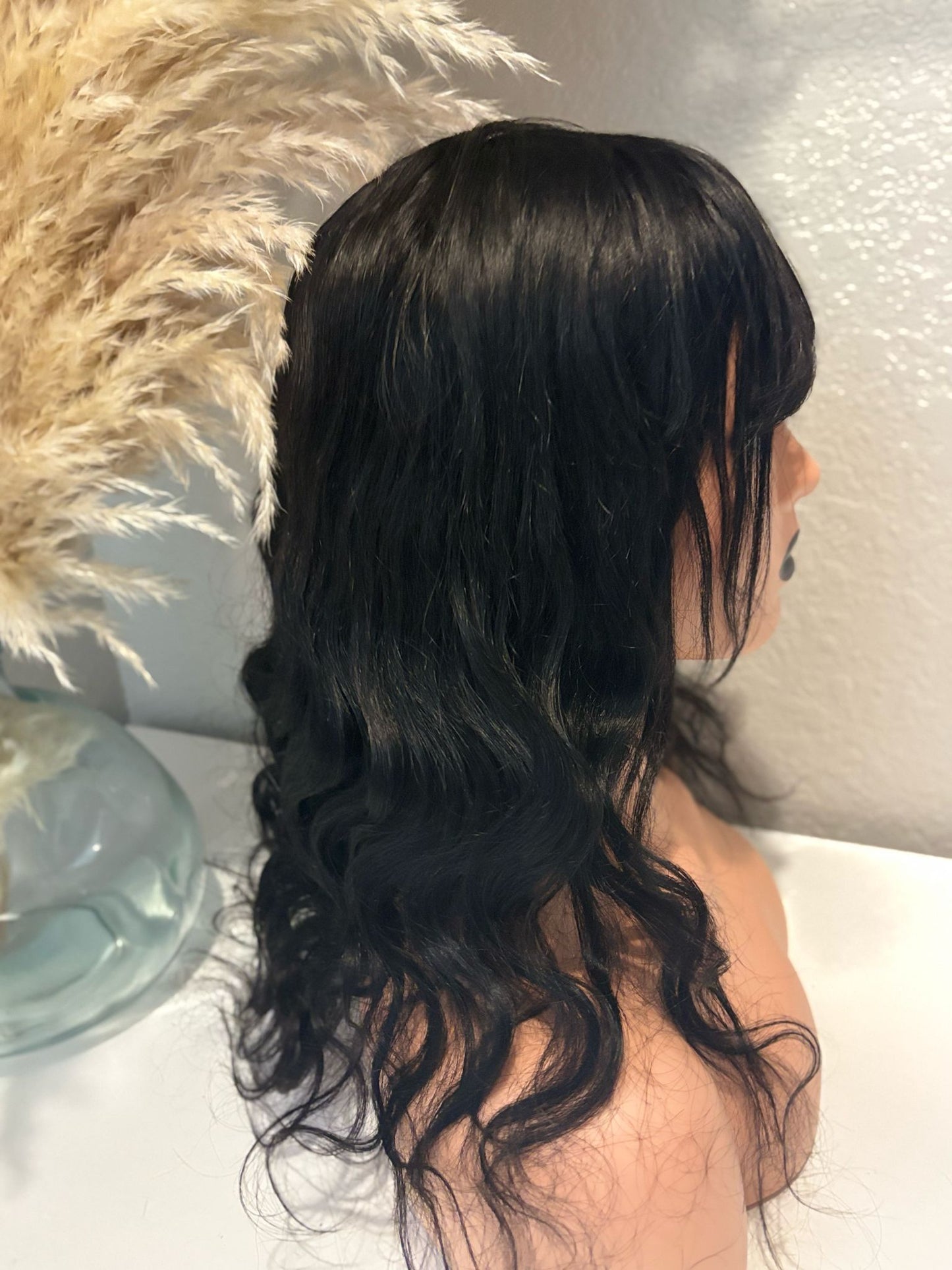 wig Ana,Wavy Human Hair for Women with Bangs