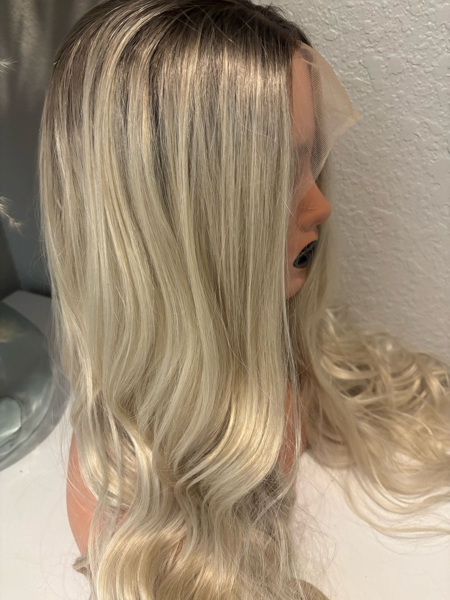 wig Beth,High Temperature Transparent Wavy Hair with Ombre Effect and Lace Front