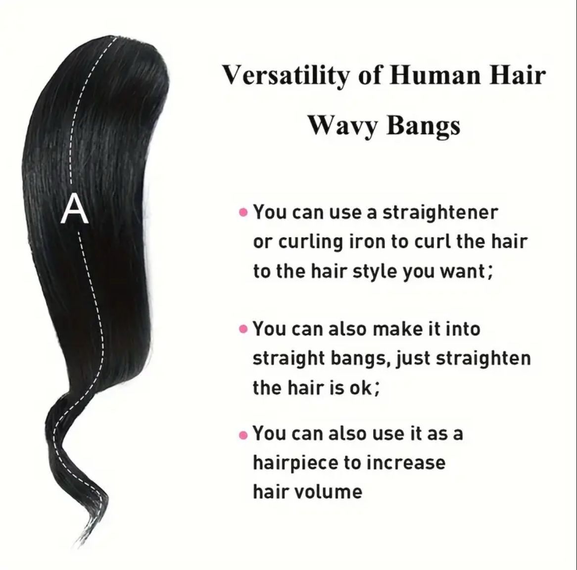 100% Human Hair Side Bangs, 12 inch Elegant Clip-In Hair Extensions for Daily Use, Party and Valentine's Day Gift - Style: Elegant; Gender: Women; Curls: Body Wave; Hair Material: Human Hair