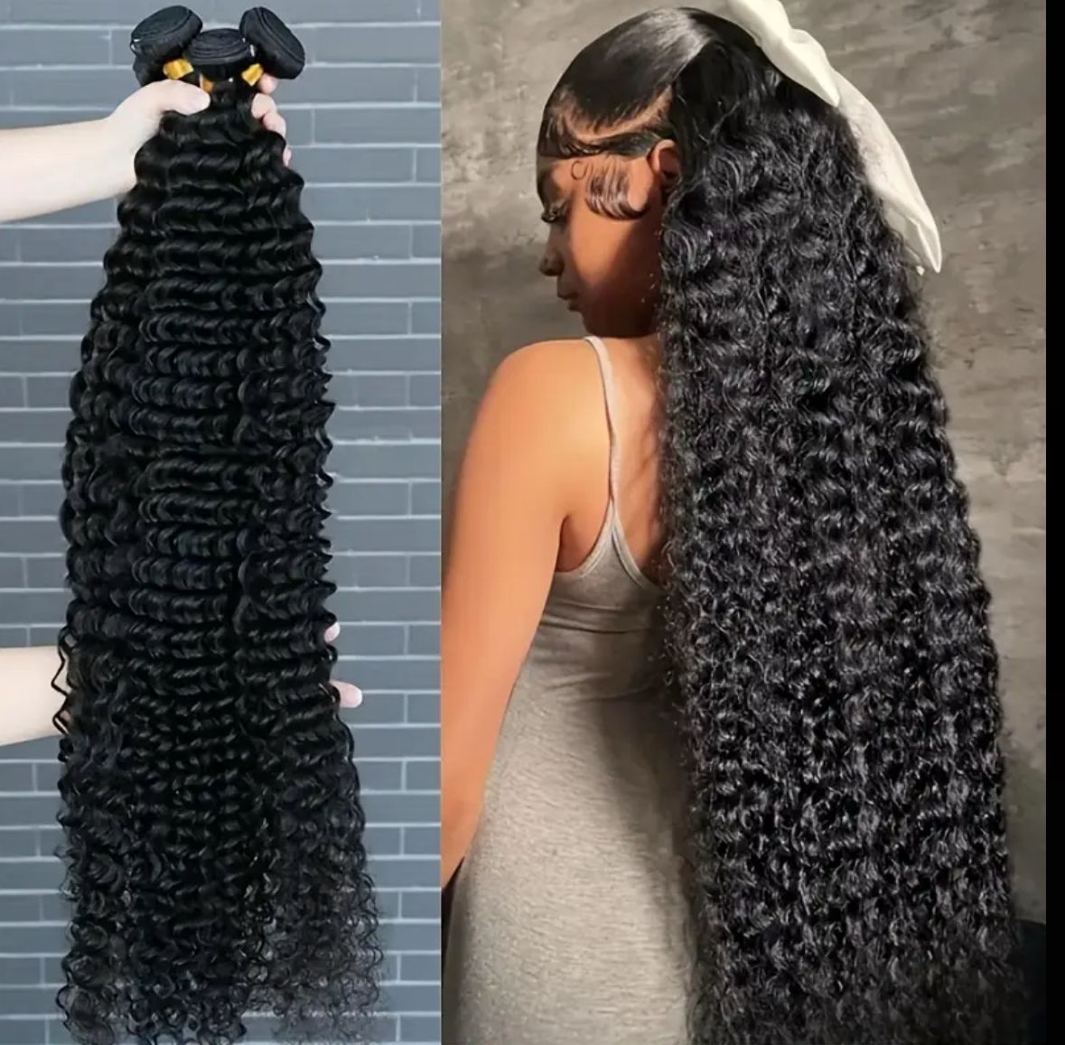 1 Pack 100gramas, 22 inches Deep Wave Virgin Human Hair Extensions - 100% Curly Hair for Women, Natural Black Color, High Quality Weave for Style & Volume 100% Human Hair