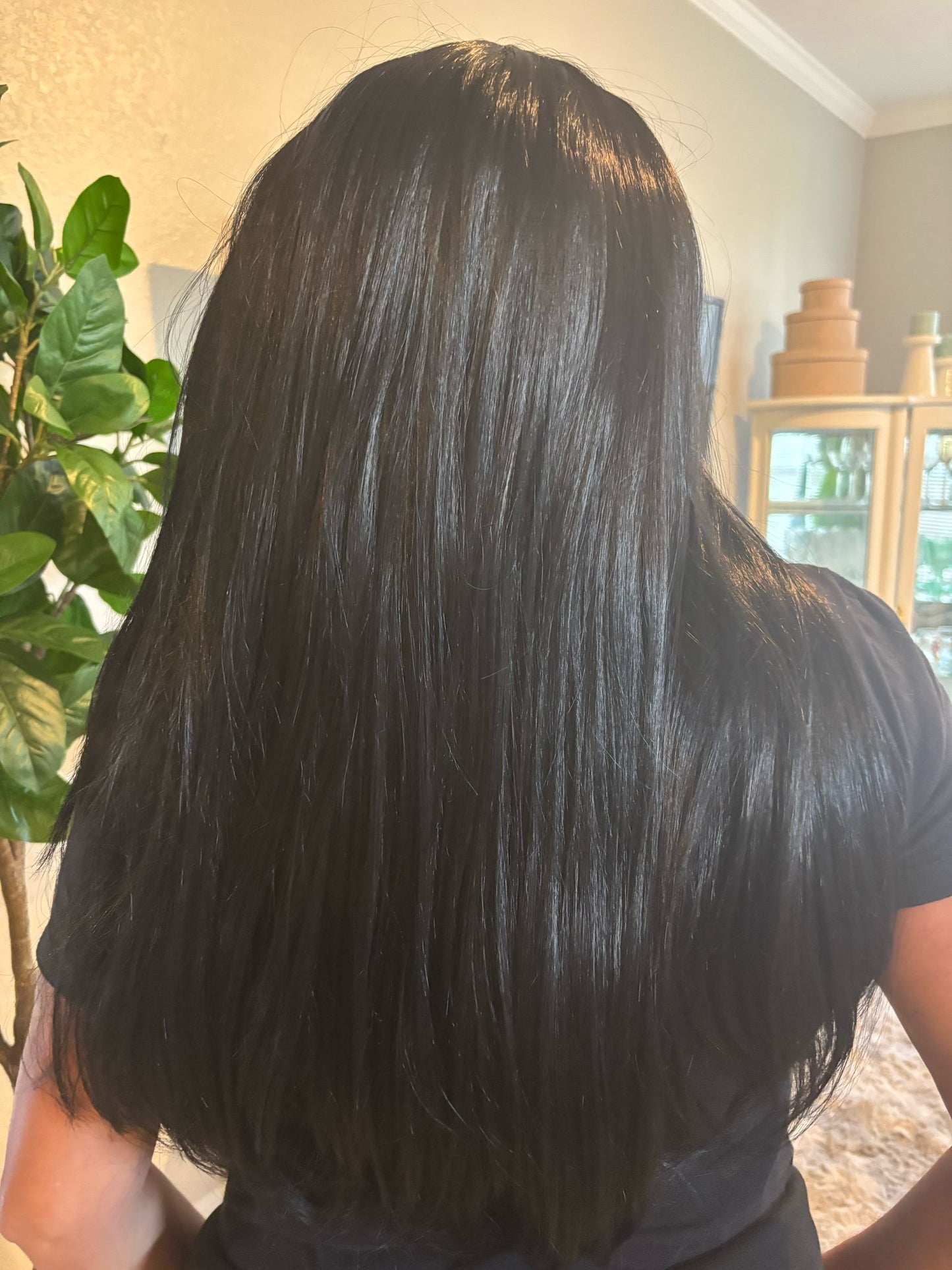 wig cris,Long Straight Wig with Bangs Black Wigs