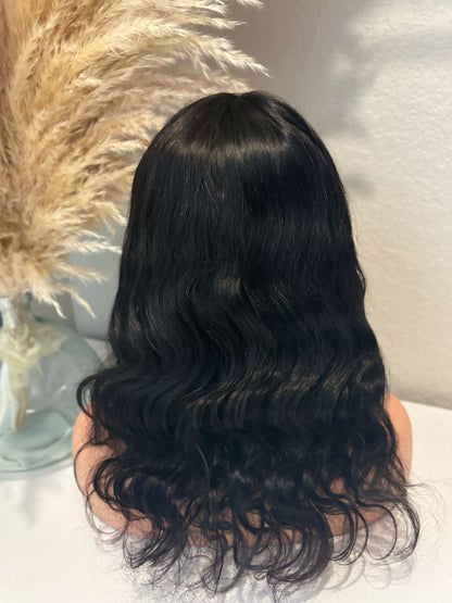 wig Ana,Wavy Human Hair for Women with Bangs