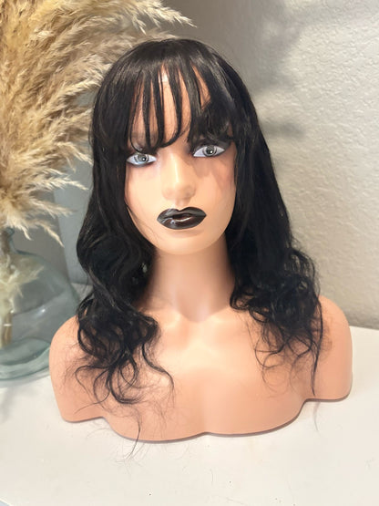 wig Ana,Wavy Human Hair for Women with Bangs