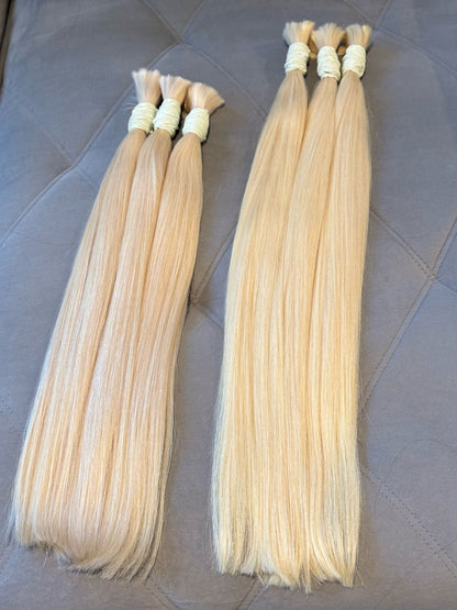 1Pacotes de 100g de 55centímetros de cabelo Brasileiro loiro a granel 22inch. Cabelo descolorido e hidratado ideal para mulheres fortes