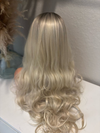 wig Beth,High Temperature Transparent Wavy Hair with Ombre Effect and Lace Front