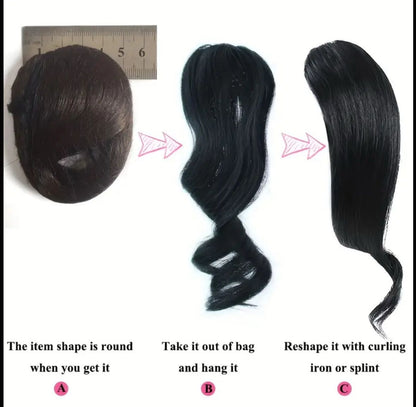 100% Human Hair Side Bangs, 12 inch Elegant Clip-In Hair Extensions for Daily Use, Party and Valentine's Day Gift - Style: Elegant; Gender: Women; Curls: Body Wave; Hair Material: Human Hair