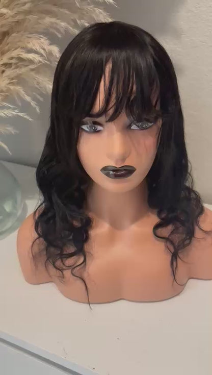 wig Ana,Wavy Human Hair for Women with Bangs